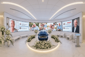 Render de capsula nema en salon 360° mensajes digitales